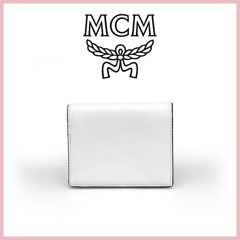 NWT MCM Bifold Wallet Pink, White & Mint Green Colorblock Saffiano Leather - Picture 4 of 8